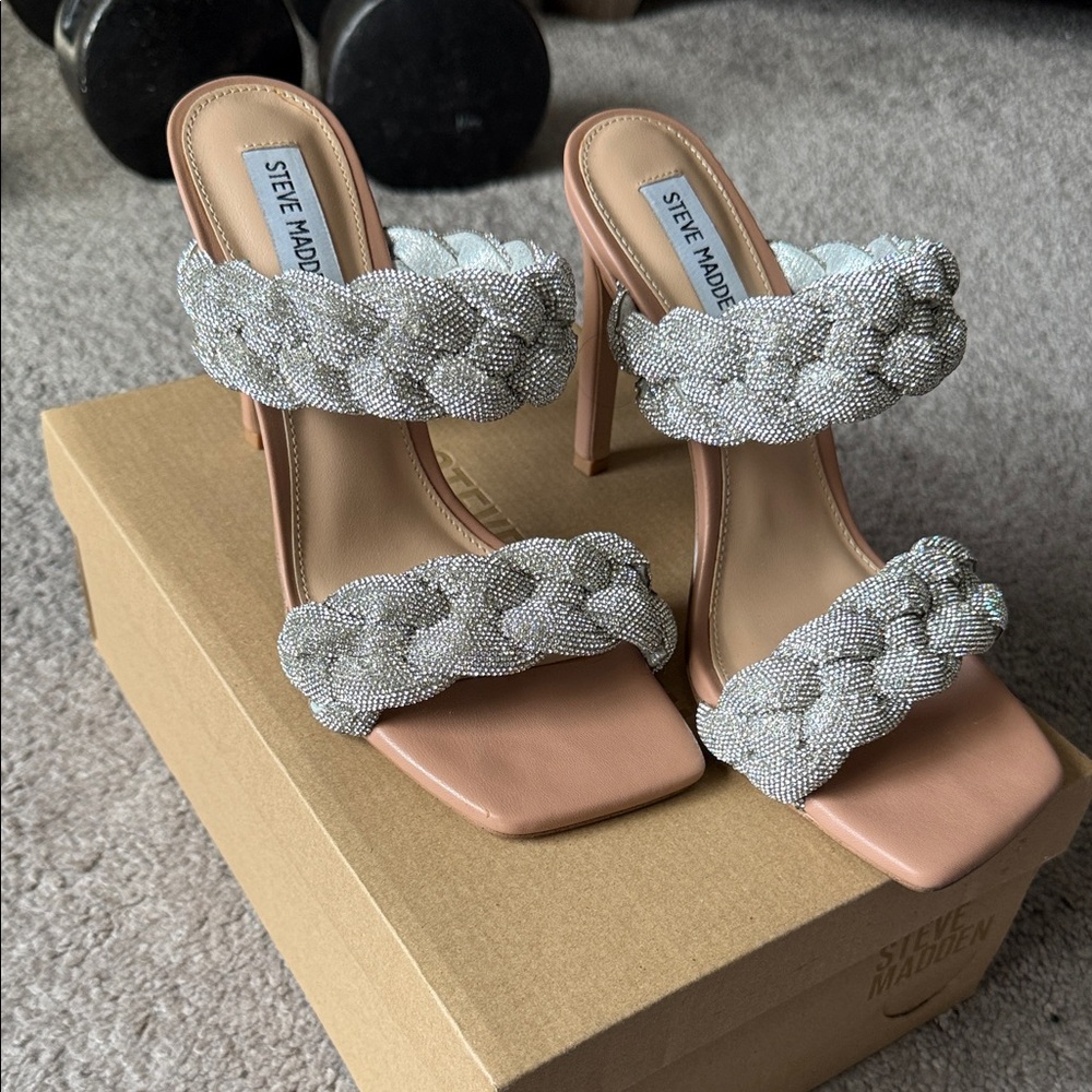 Steve Madden Silver Embellished Heels